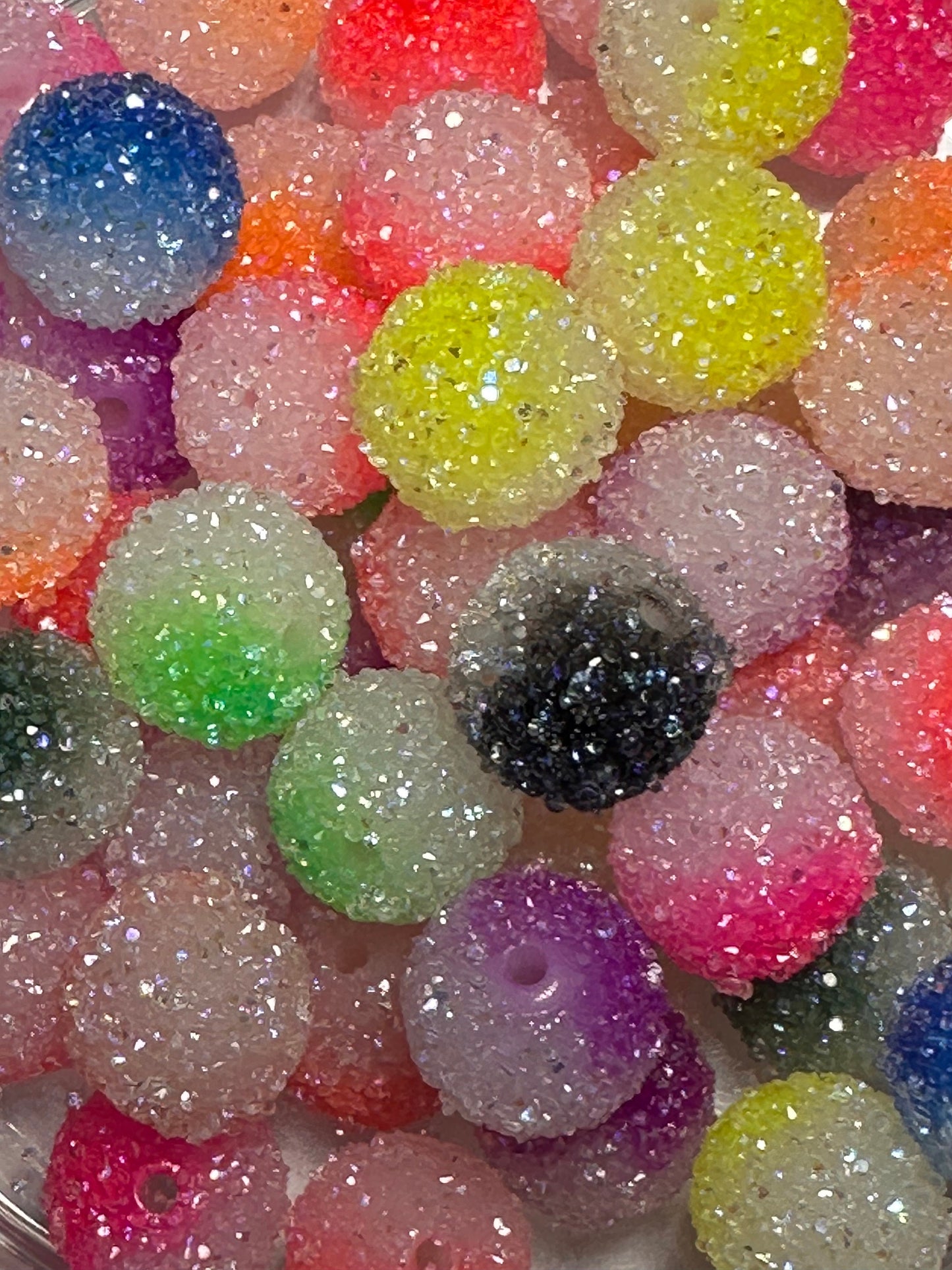 Five (5) acrylic sugar multicolored beads / sparkle beads/20mm beads/ sugar beads/pen beading beads/ bling beads/ keychain beads/ DIY/ Ombre