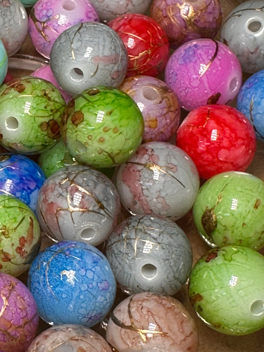 Colorful marbled beads included/16 mm Bead/ beadable pen/ keychain bead/ colorful beads/assorted colors