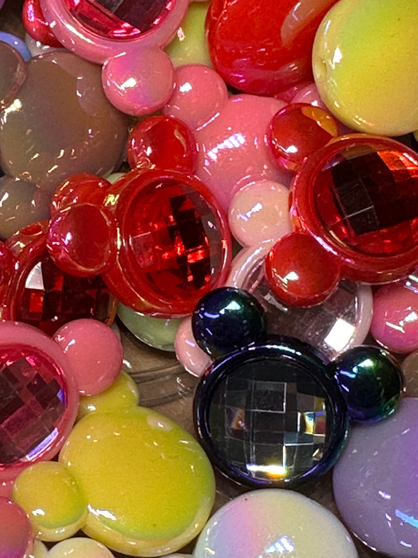 Design beads with faux rhinestone centers/ beadable pen/ keychain bead//ten (10) colorful beads included