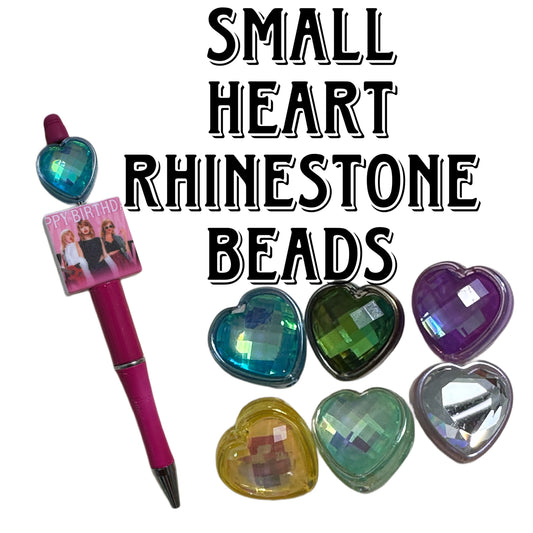 Small faceted Heart Gem Bead/ Focal Bead/ beadable pen/ keychain bead/ Three(3)beads included/ rear view mirror bead / light catching bead