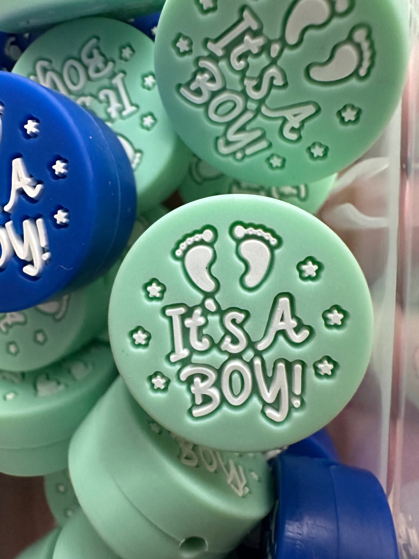 Gender Reveal Focal Bead/ beadable pen/ Silicone bead/ keychain bead/DIY/ it’s a boy!