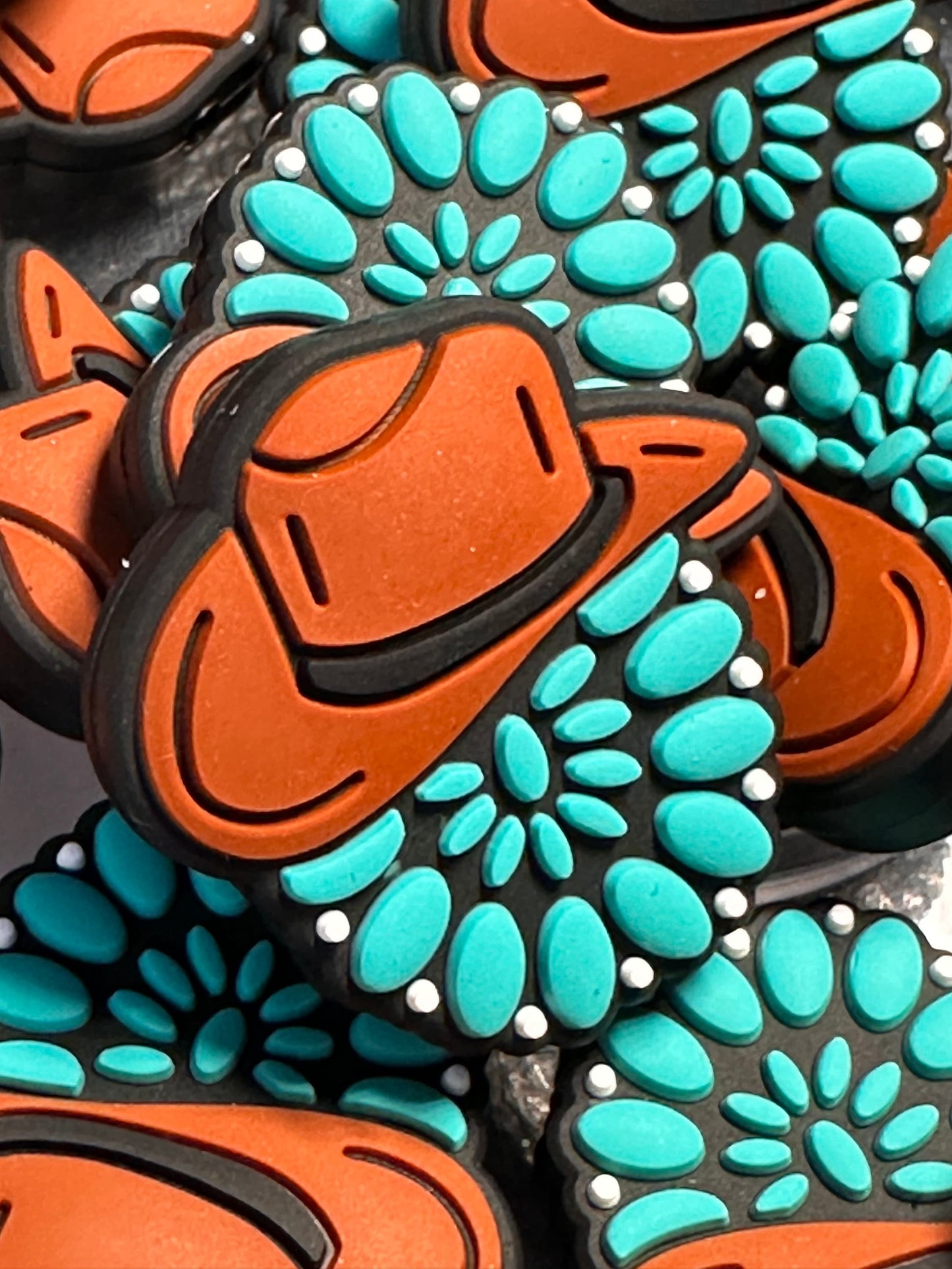 Turquoise Focal Bead/ beadable pen/ Silicone bead/ keychain bead/DIY/cowboy hat/ western/ concho