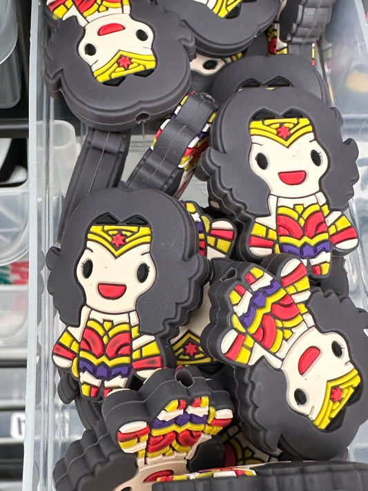 Wonderful woman Focal Bead/ beadable pen/ Silicone bead/ keychain bead/DIY/ girl/ super