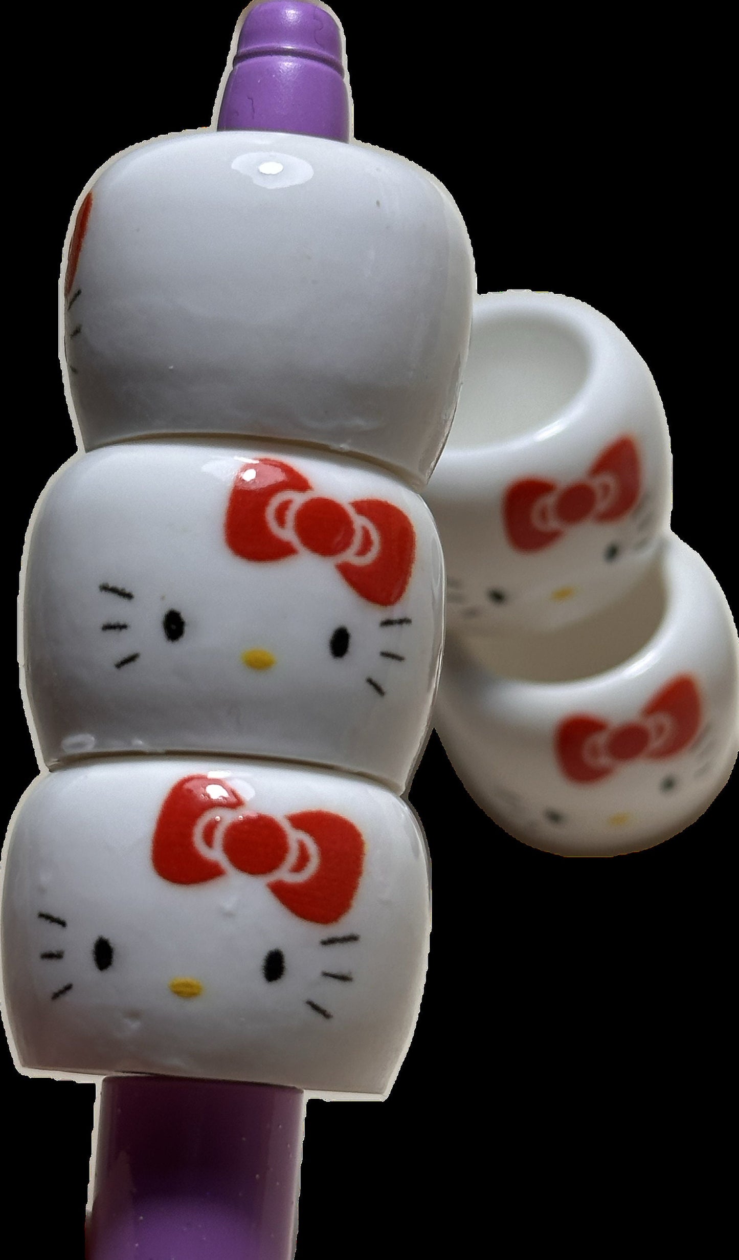 Ceramic face cup beads / Focal Bead/ beadable pen/keychain bead/ Three (3) beads included/ hole top to bottom