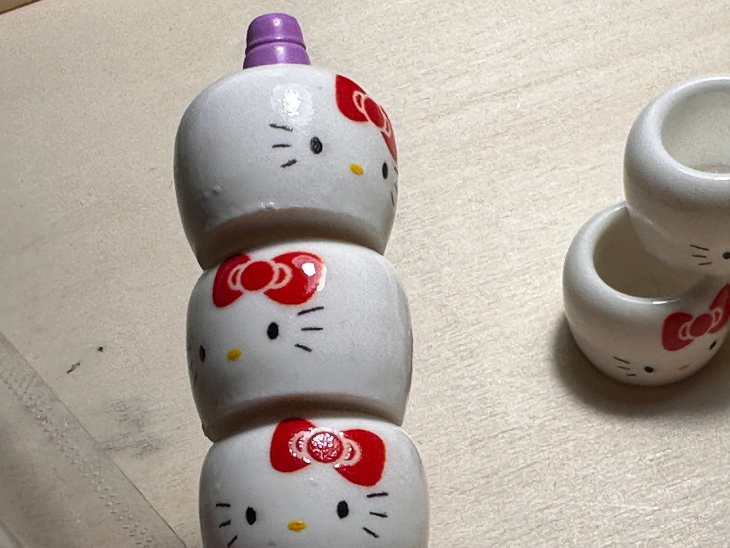 Ceramic face cup beads / Focal Bead/ beadable pen/keychain bead/ Three (3) beads included/ hole top to bottom