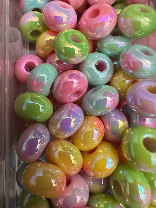 Hearts and stars design spacer beads/ beadable pen/ acrylic  bead/ keychain bead/ Ten (10) beads included/ hole top to bottom/ designs on sides of beads