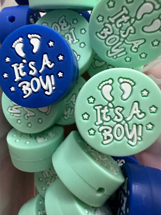 Gender Reveal Focal Bead/ beadable pen/ Silicone bead/ keychain bead/DIY/ it’s a boy!