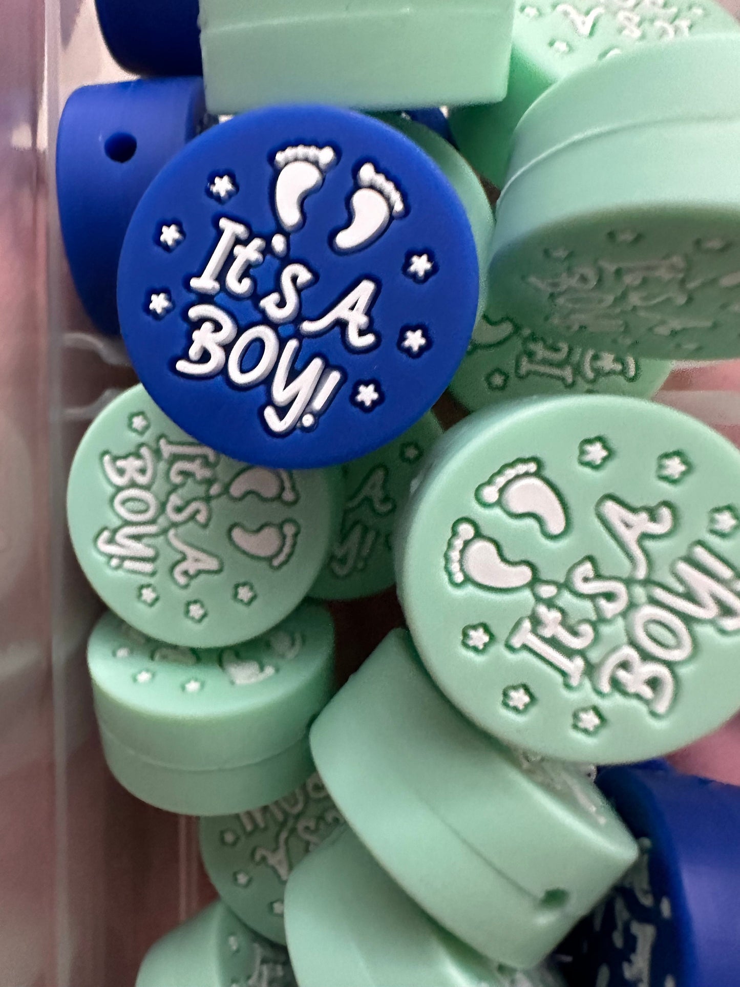 Gender Reveal Focal Bead/ beadable pen/ Silicone bead/ keychain bead/DIY/ it’s a boy!