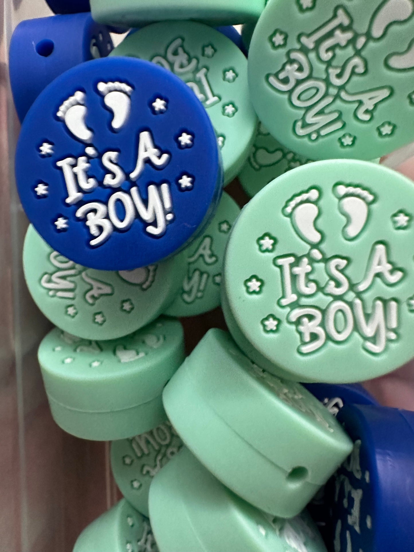 Gender Reveal Focal Bead/ beadable pen/ Silicone bead/ keychain bead/DIY/ it’s a boy!