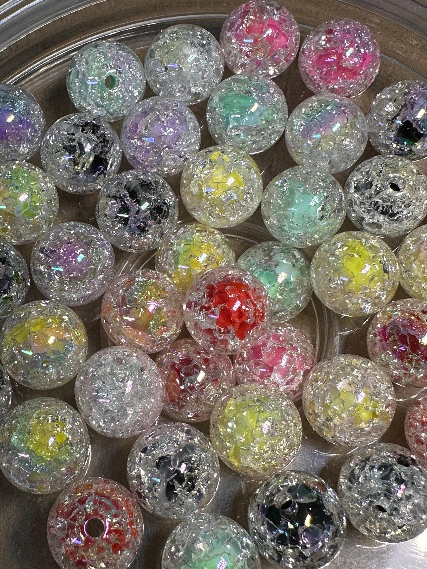 Crackle double layer/ Ten (10) beads included/pen beading/ jewelry DIY/16mm/