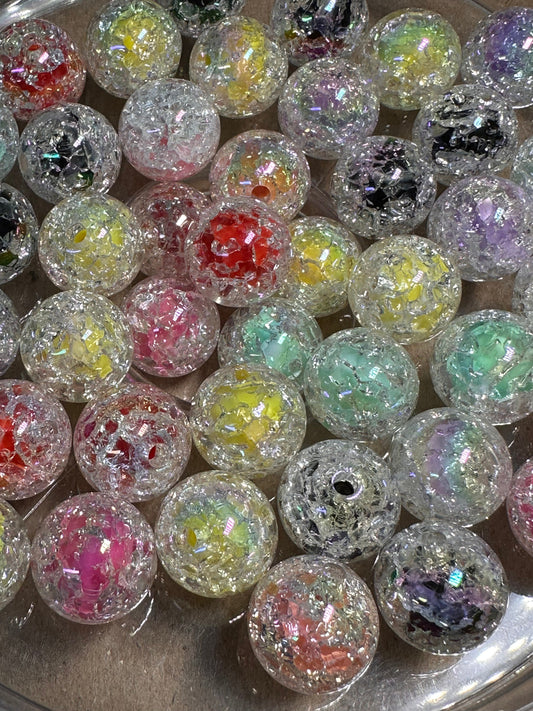 Crackle double layer/ Ten (10) beads included/pen beading/ jewelry DIY/16mm/