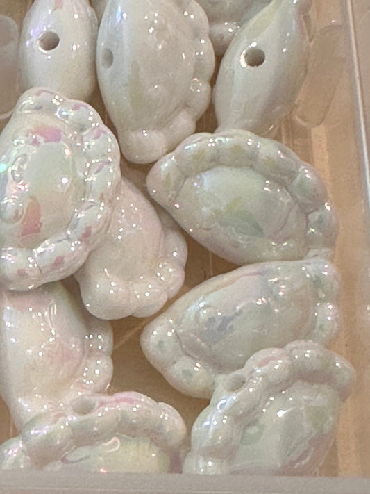 Ten (10) acrylic empanada, dumplings, pastry shaped beads included/ Bead/ beadable pen/ keychain bead/