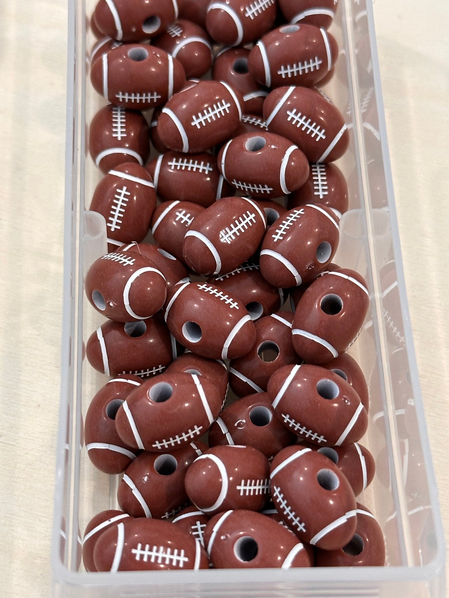 Brown football beads included/acrylic/ beadable pen/ keychain bead/