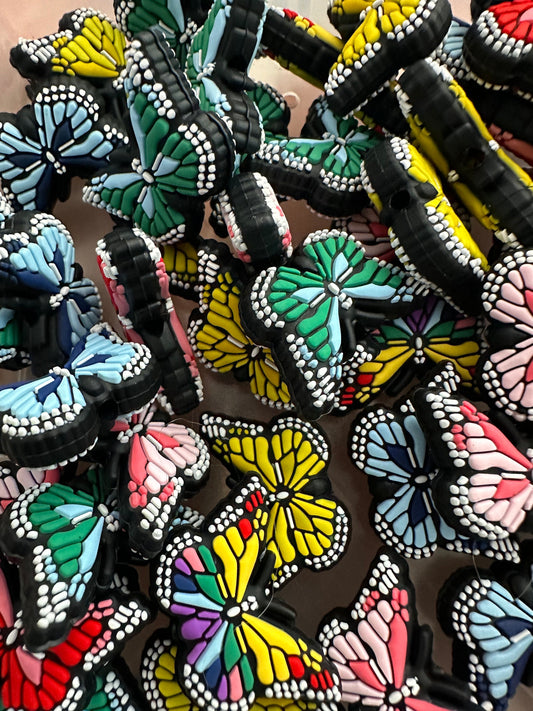 Butterfly/ in memory of/ mariposa / Focal Bead/ beadable pen/ Silicone  bead/ keychain bead/ butterflies